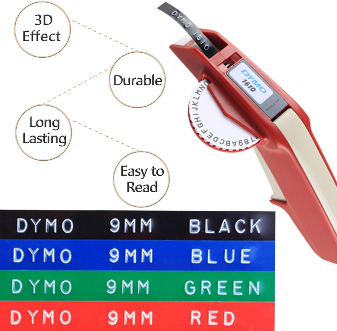 UniPlus Kompatibles für Dymo Prägeband Ersatz für Omega Tapes S0717930 S0717900 9 mm x 3 m Selbstkle