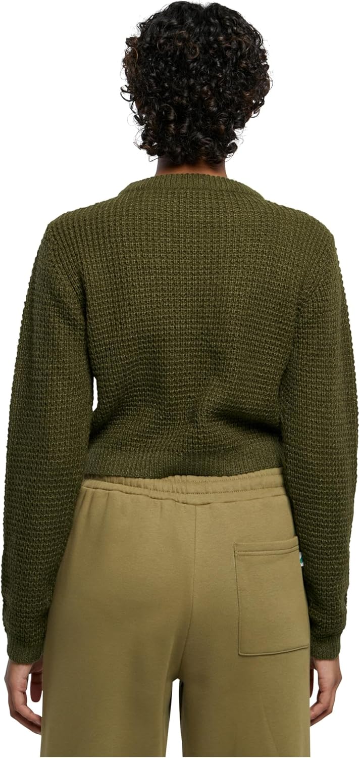 Urban Classics Damen Ladies Short Waffle Sweater XS Summerolive, XS Summerolive
