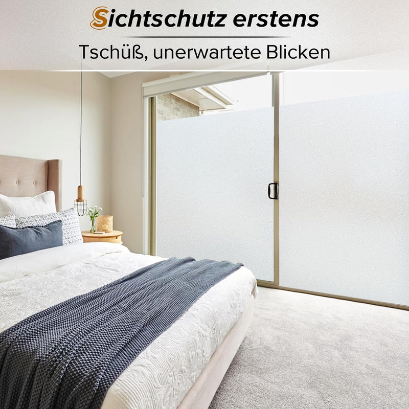 rabbitgoo Fensterfolie Blickdicht Sichtschutzfolie Fenster Selbsthaftend, Milchglasfolie Statisch Ha