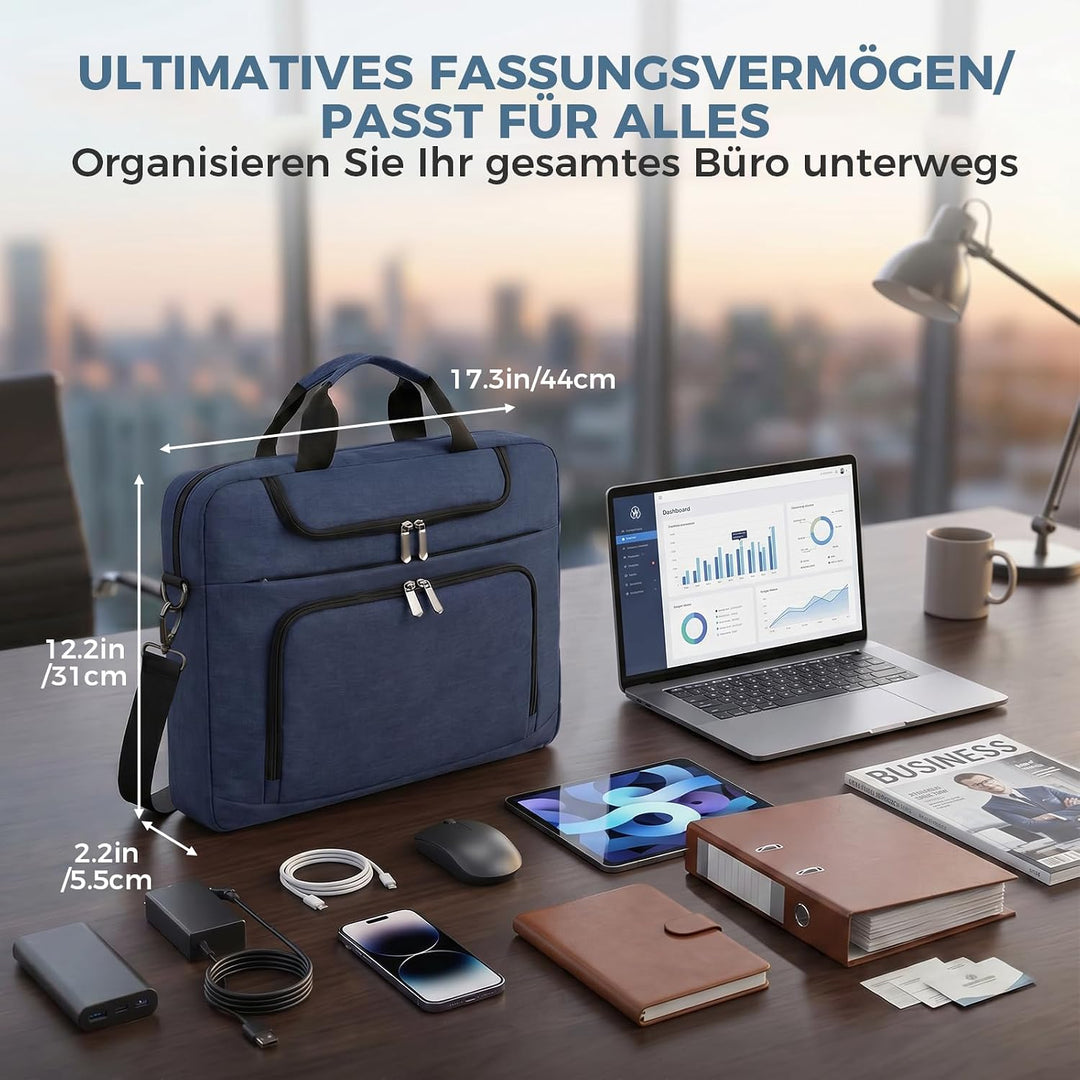 BERTASCHE Laptoptasche 17 Zoll - 17,3 Zoll Notebooktasche für Herren Damen, Computertasche für Reise