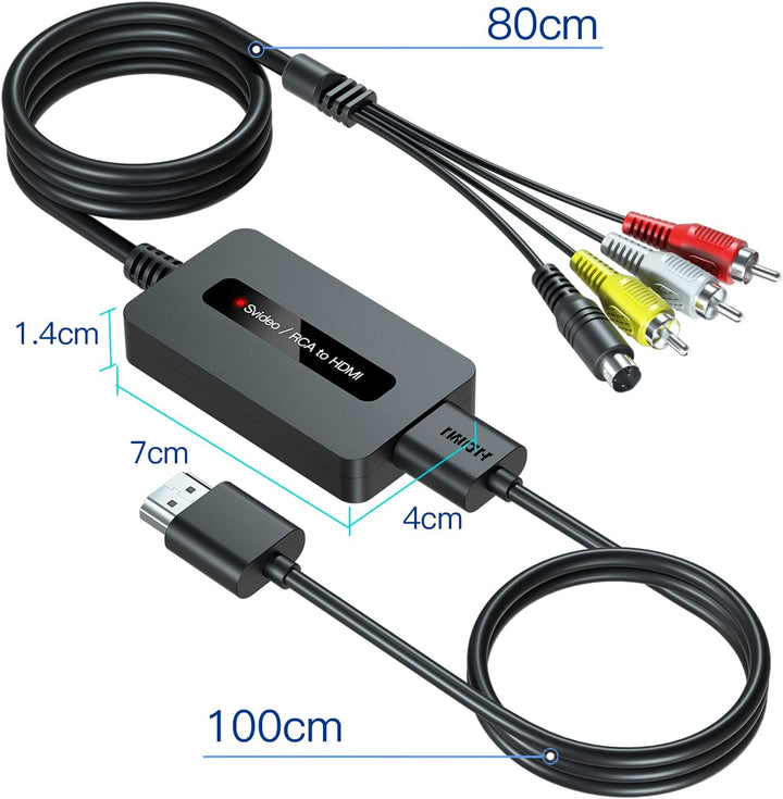 SUNNATCH RCA Svideo auf HDMI Konverter Kabel mit Svideo + RCA + HDMI Kabel, S-Video HDMI Adapter, RC