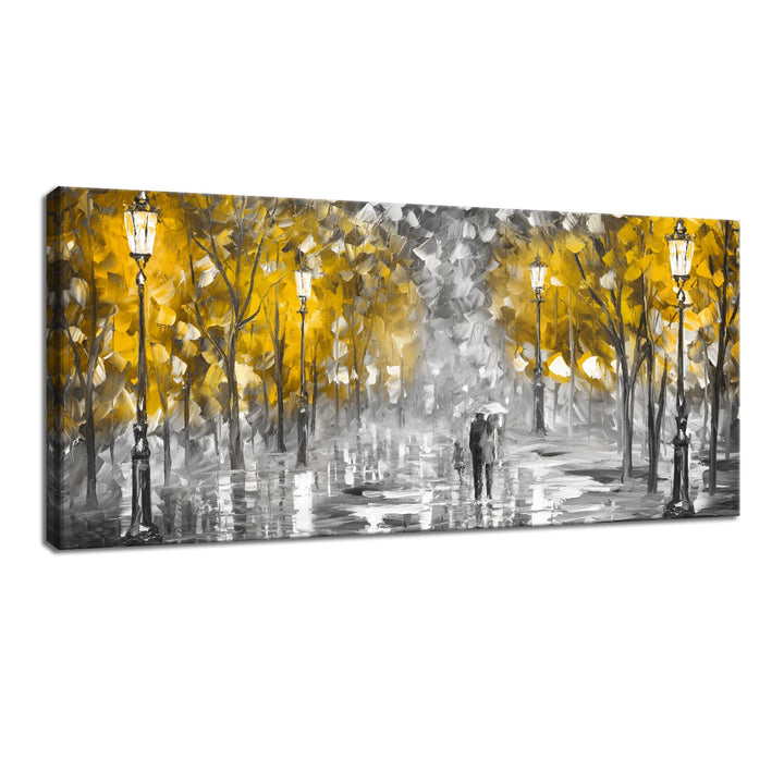 FajerminArt Modernes Grosses Leinwand Bilder Mit Rahmen Abstrakte herbstlicher gelber Baum Leinwandb