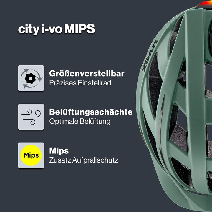 uvex Unisex – Erwachsene, city i-vo Fahrradhelm moss green matt 52-57 cm Single, moss green matt 52-