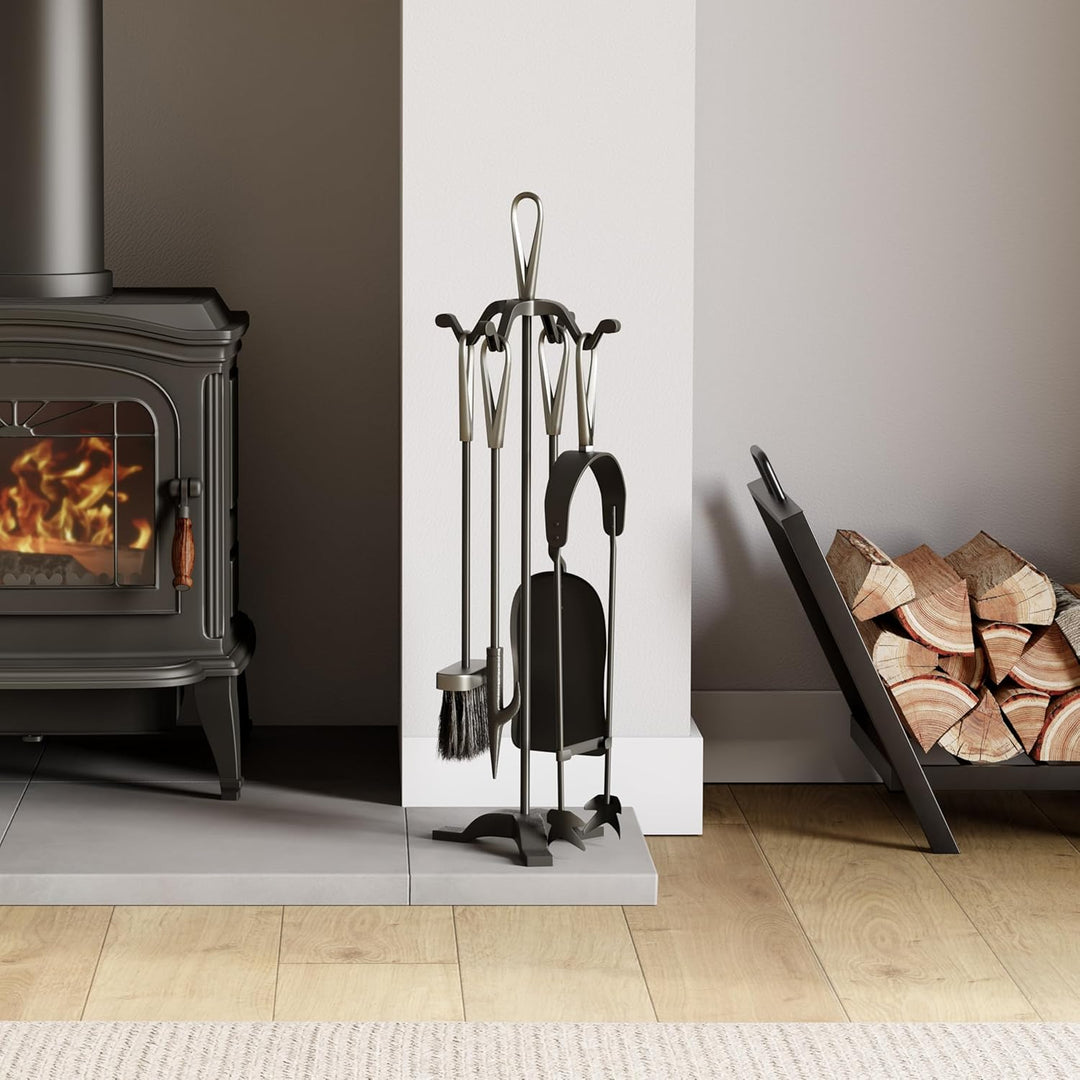 Fire Vida Buxton Begleiter Set, Metall, schwarz/Nickel, 5-teilig Black & Nickel, Black & Nickel