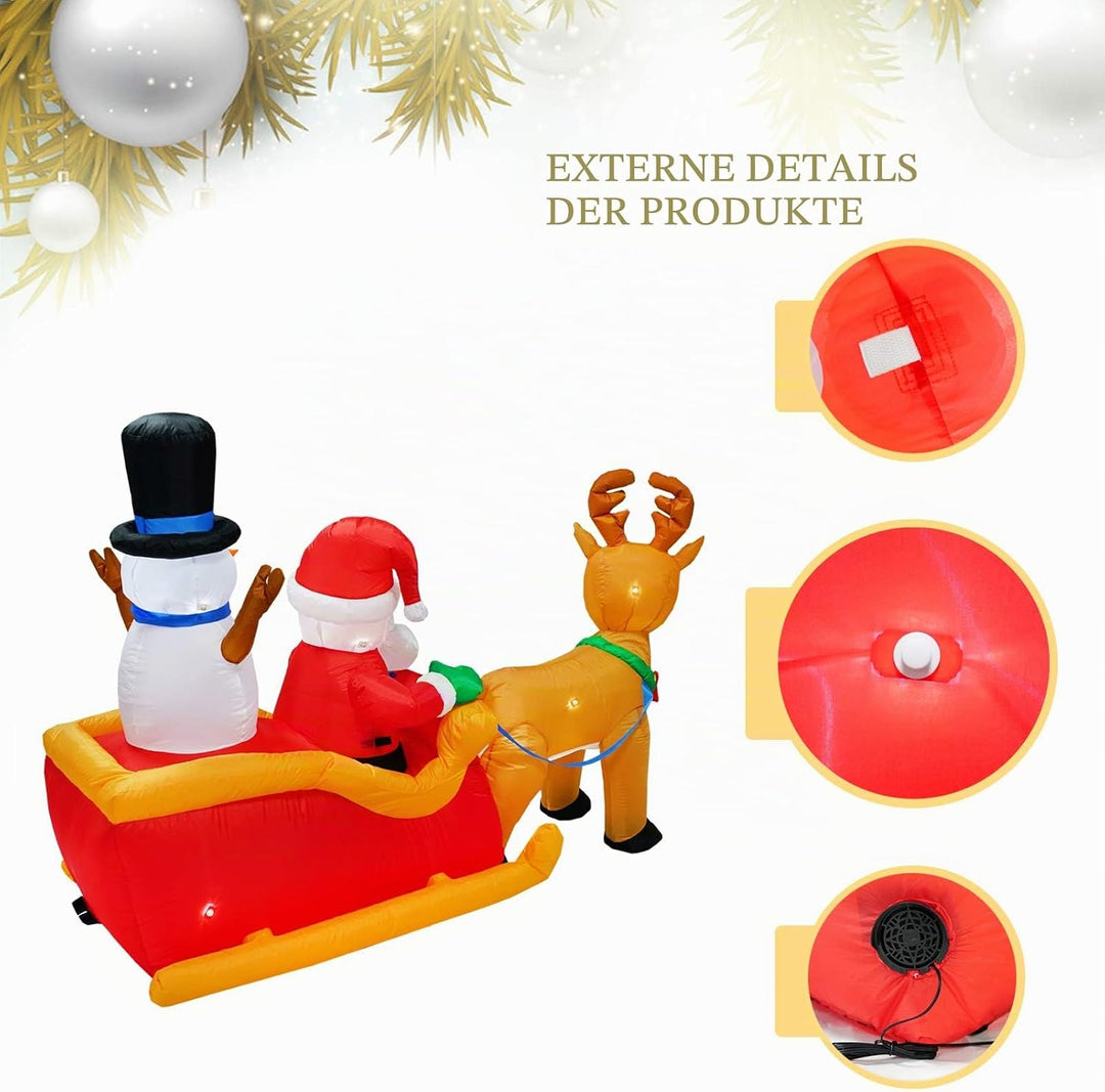 2.0m langes Weihnachten aufblasbares Weihnachtsmann-Rentiergeschenk mit Schneemann für Weihnachtsdek