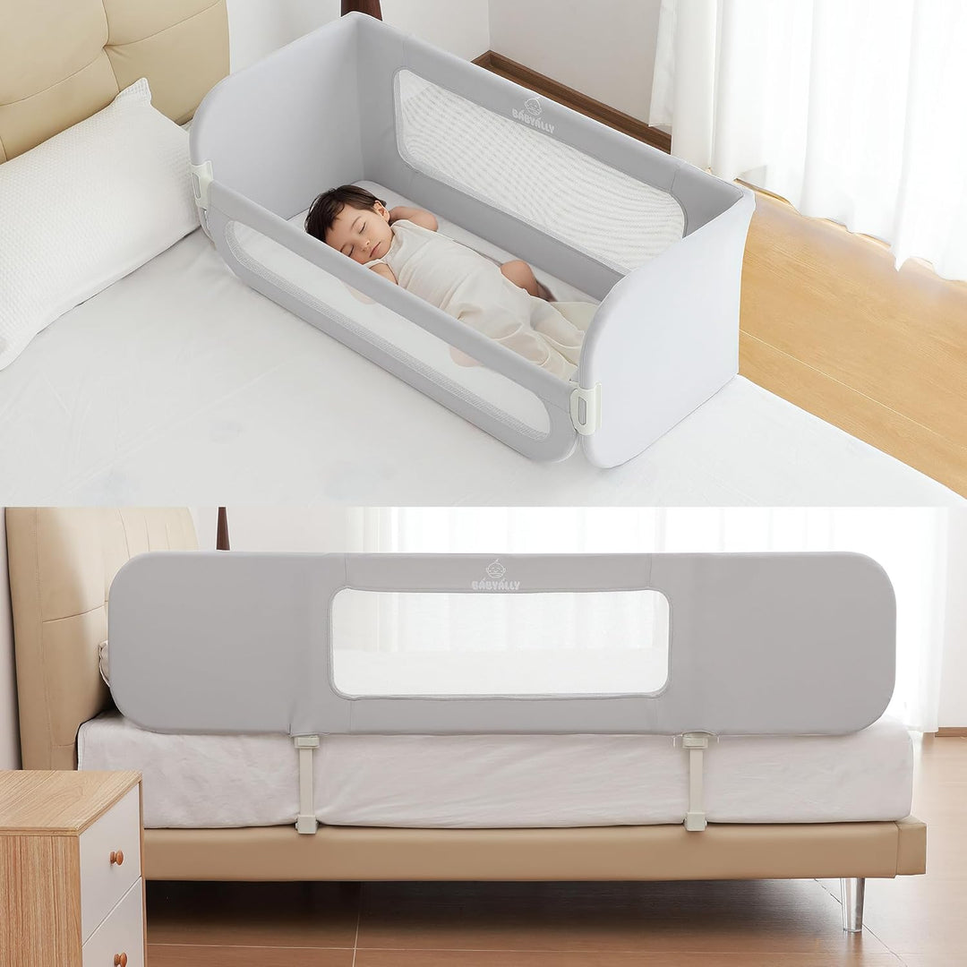 Rausfallschutz Bett Reise 185cm, 2-IN-1 Funktion als Baby Beistellbett und Bettgitter Baby, Rausfall