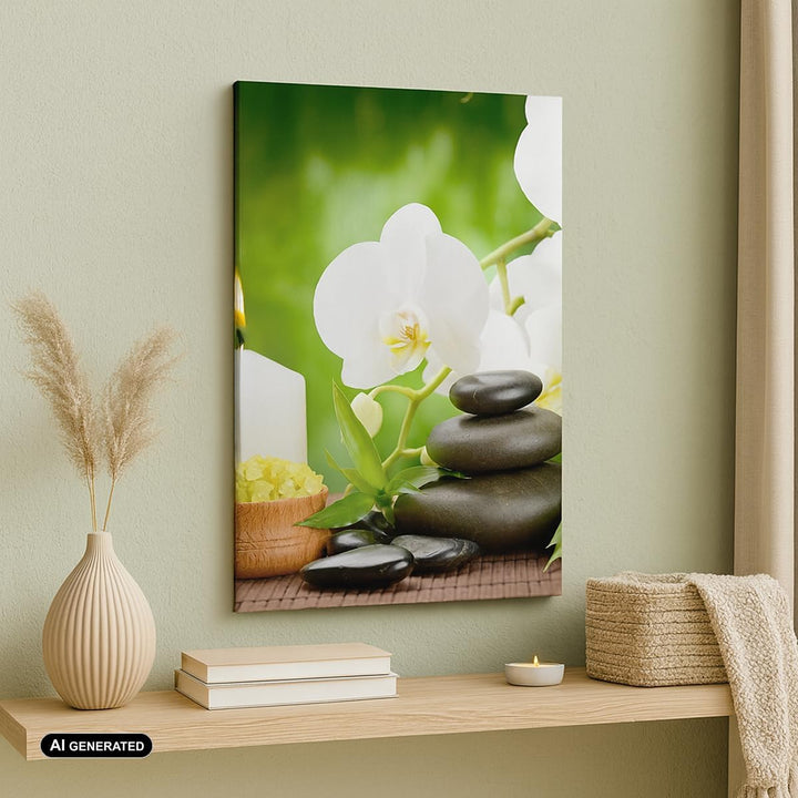 Bilder auf Leinwand Blume aromatherapie spa Leinwandbild mit Rahmen 45x80cm Wandbilder Dekoration Wo