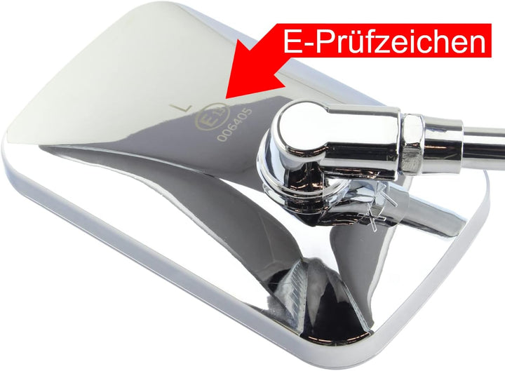 Area1 Universal Motorrad Rückspiegel Paar e-geprüft 2xM10 Rechtsgewinde + 5Adapter, Spiegel kompatib