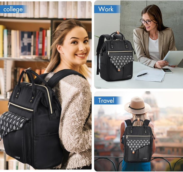 Lekesky Rucksack Damen Rucksack 15,6 Zoll Schulrucksack Daypack mit Anti Diebstahl Tasche für Reisen