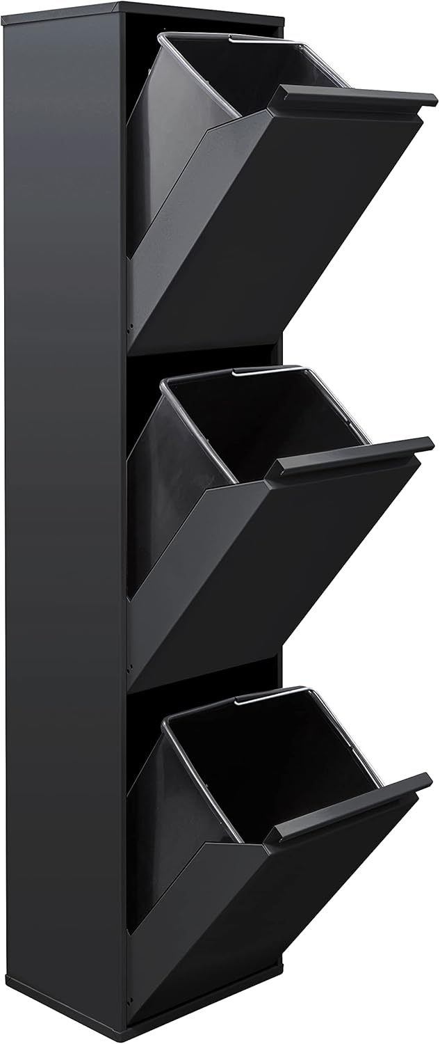 ARREGUI Basic CR306-B Mülltrennsystem aus Stahl | 3 Fächer Mülleimer für die Küche | 3 Fach Abfallei
