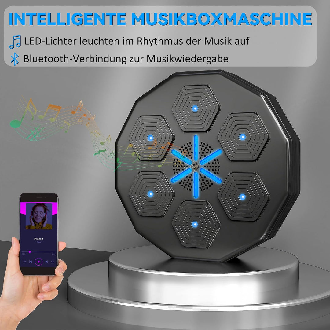 SPORTNOW Music Boxing Machine, Smart Boxziel für Erwachsene, Schwarz | Wandmontiertes Boxziel mit LE