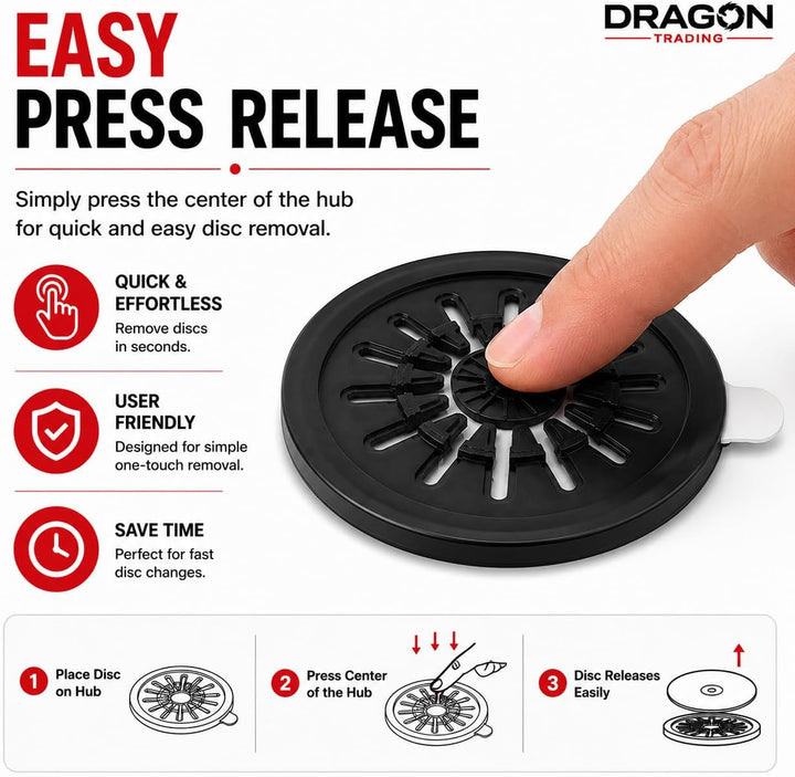 Dragon Trading CD-/DVD-Hubs mit selbstklebender Rückseite, Rosetten, Schwarz, 100 Stück