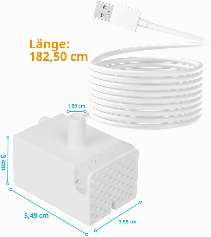 SIBAYS Ersatz-Wasserpumpe für 15 Liter grossen Hundewasserbrunnen, USB 5V 1A katzenbrunnen pumpe mit