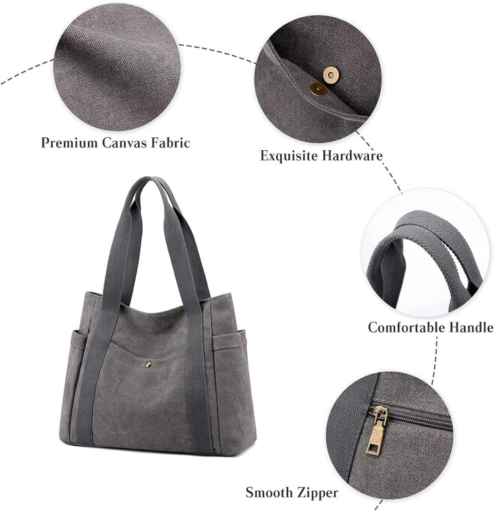 PORRASSO Canvas Schultertasche Einfache Handtasche Damen Tote Bag Mädchen Henkeltasche Strandtasche
