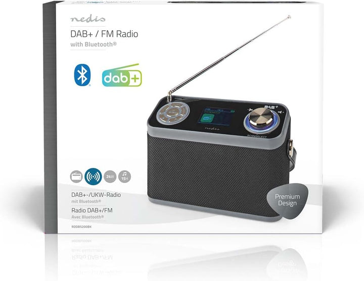 Nedis DAB+ Radio | Tisch Ausführumg | DAB+ / FM | 2.4" | Farbbildschirm | Batteriebetrieben/Netzstro