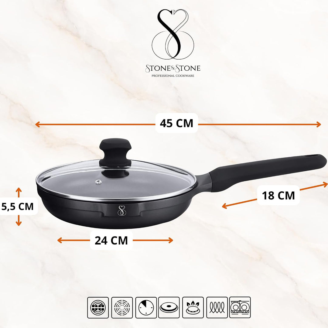 Bratpfanne 24 cm Induktionsgeeignet,Spülmaschinengeeignet, einfache Reinigung, entwickelt mit deutsc