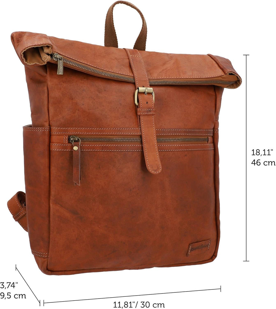 Gusti Leder Rucksack für Damen & Herren - Milo - Rolltop Rucksack Leder Damen & Herren, Lederrucksac