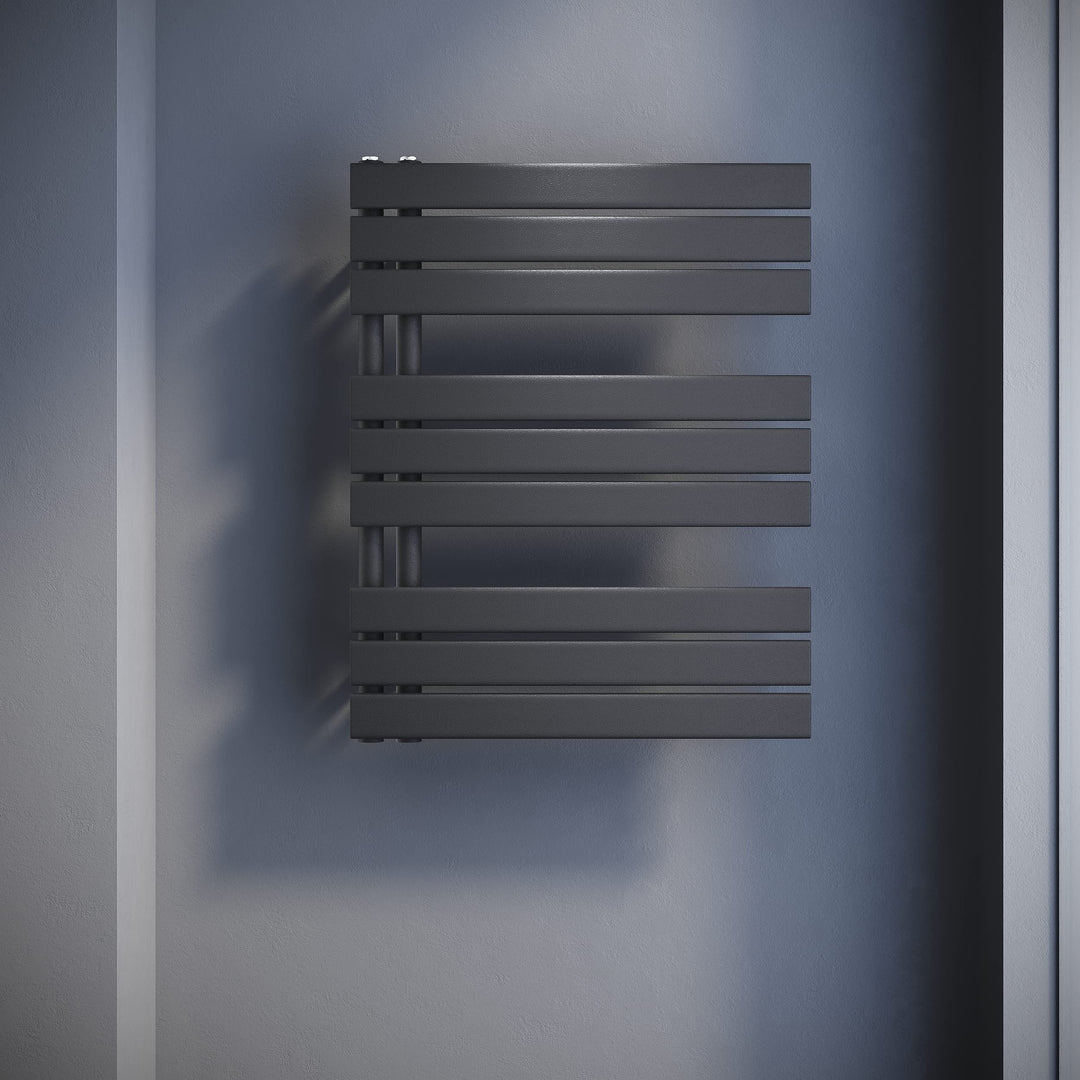 SONNI Badheizkörper Flach Handtuchtrockner 762 x 500 mm Anthrazit Handtuchwärmer Seitenanschluss Pan
