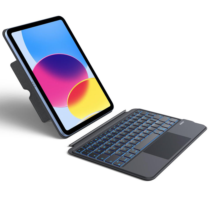 OMOTON Tastatur Hülle für iPad 10. Generation 10.9 Zoll 2022, 7-Farbige Beleuchtete, Abnehmbare Touc