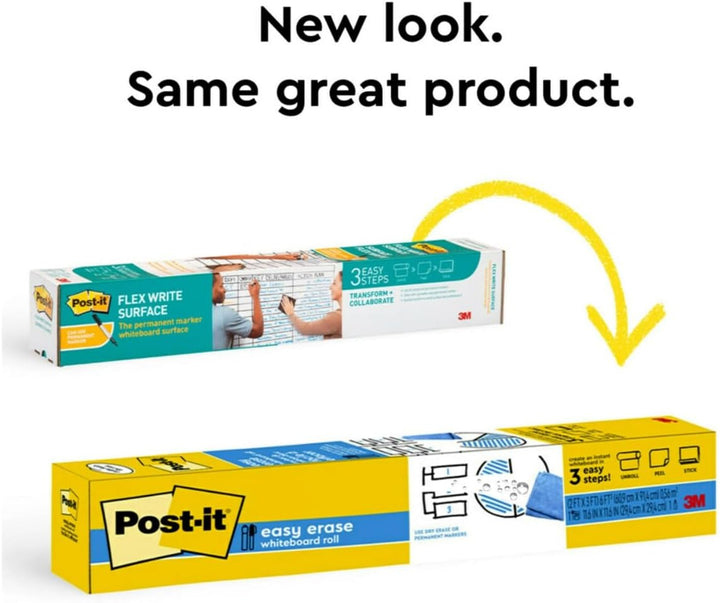 Post-it Flex Write Whiteboard Folie für Whiteboard Marker und Permanent Marker, 1,219 m x 2,438 m 1
