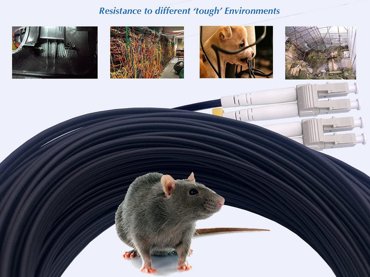 Elfcam® - Gepanzerte Glasfaser-kabel LC/UPC auf LC/UPC OM3 Multimode Duplex 50/125um LSZH, LWL-Kabel