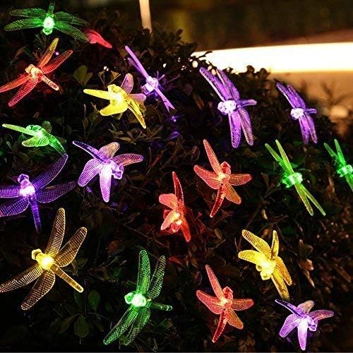Solar Lichterkette Aussen, 20ft 30 LED Libelle Licht,Wasserdichte lichterkette Dekorative für Garten