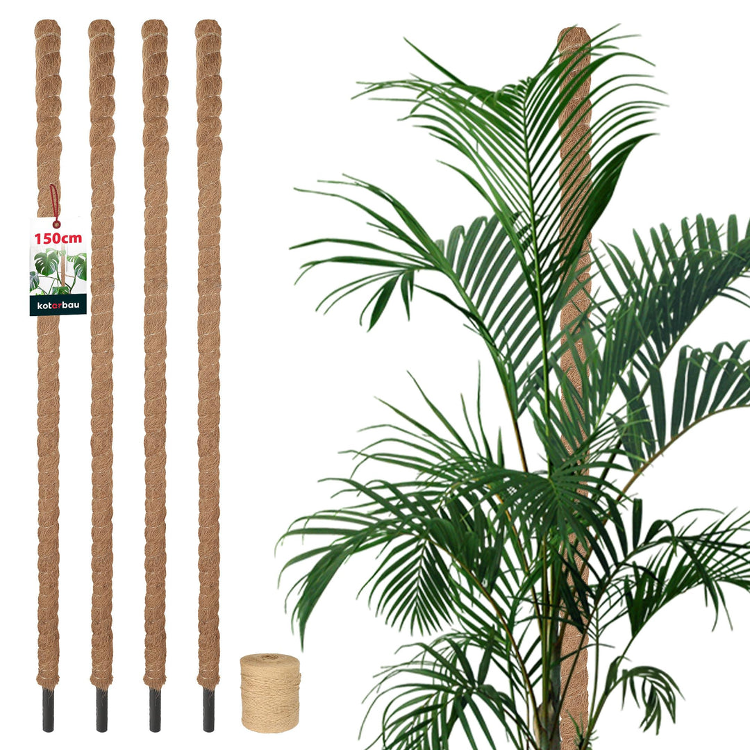 KOTARBAU® 4er Set Moosstab für Monstera Kokos Natural ⌀3,2 x 150cm Pflanzenstab Rankhilfe für Monste