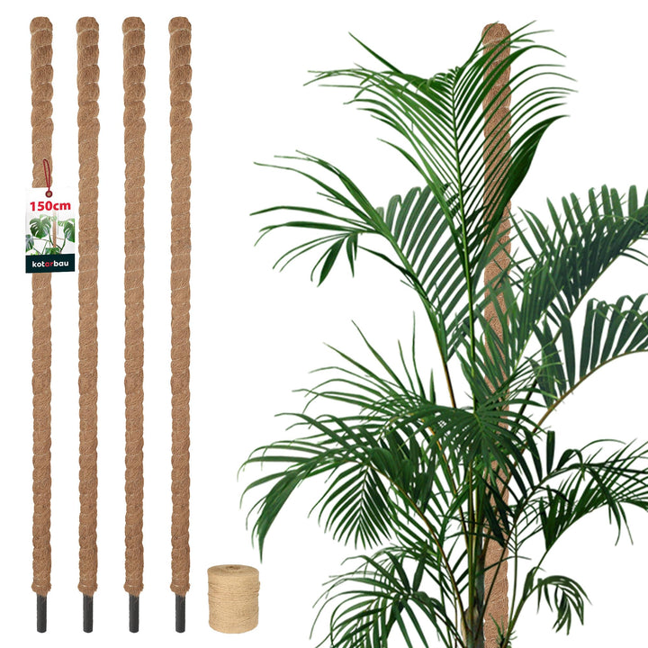 KOTARBAU® 4er Set Moosstab für Monstera Kokos Natural ⌀3,2 x 150cm Pflanzenstab Rankhilfe für Monste