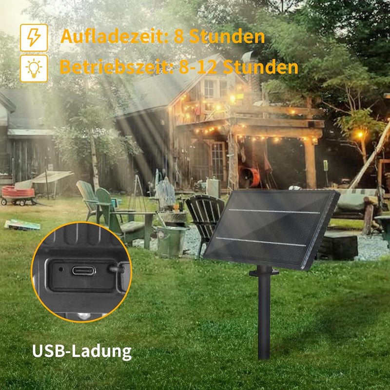 Yuusei Solar Lichterkette Aussen, 30M LED Lichterkette Aussen Glühbirne, 50+2 Warmweiss G40 Birnen W