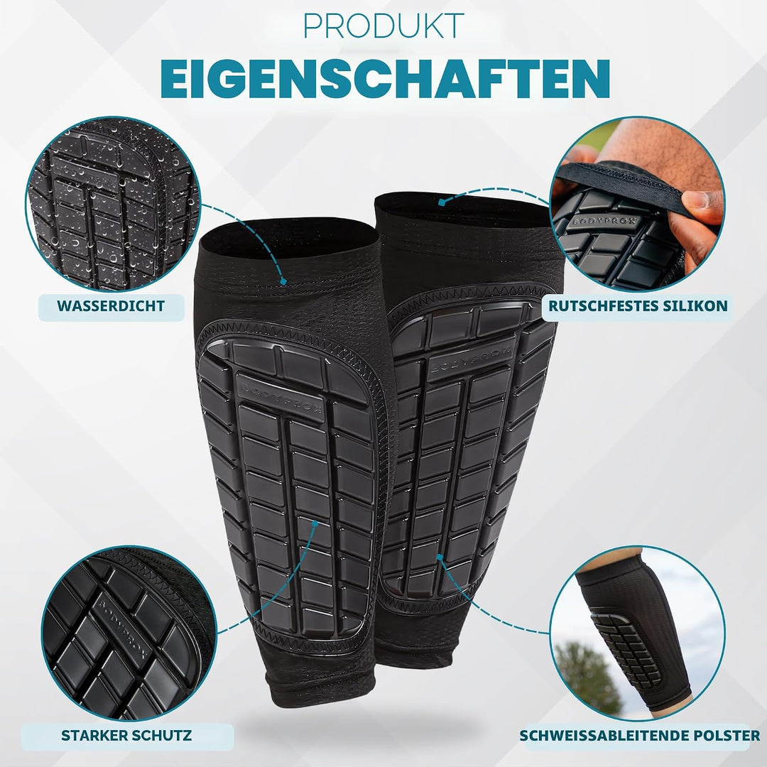 Bodyprox Fussball-Schienbeinschoner für Männer, Frauen und Jugendliche XL Schwarz, XL Schwarz