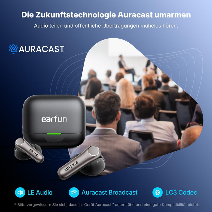 EarFun Air Pro 4+ Bluetooth Kopfhörer mit Noise Cancelling, Hybrid-Treibersystem, Hi-Res Audio, aptX