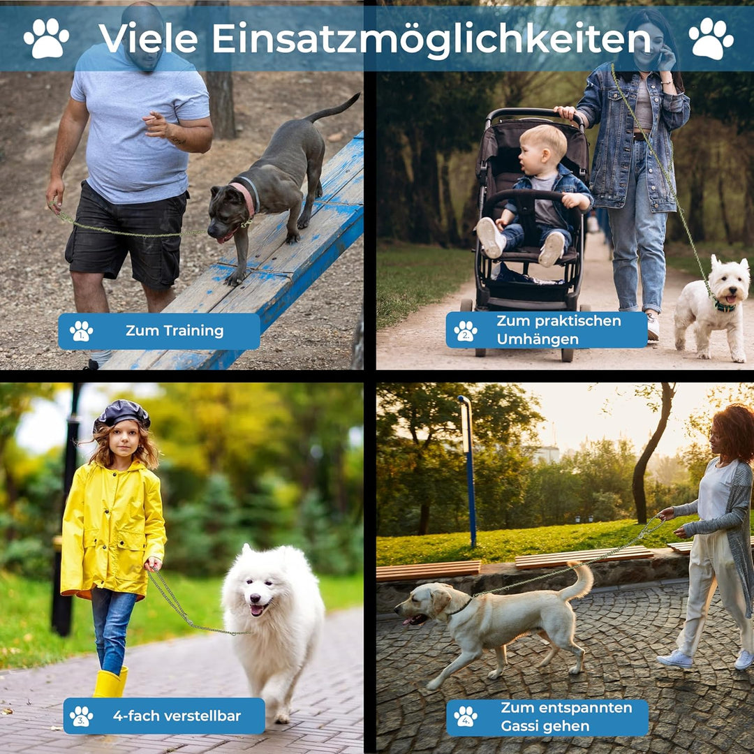 Testnote: Sehr gut - Hundeleine reflektierend I 2m, verstellbar, wetterfest & reissfest bis 250 kg I
