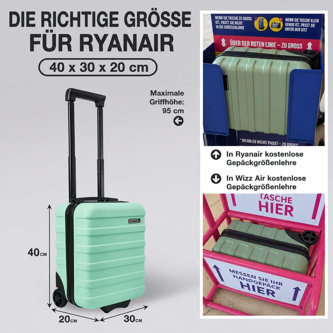 Cabin Max Anode Hardscalen Trolley-Koffer für Untersitz, 24 l, Wizz Air 40x30x20cm, (Mintgrün, 40 x