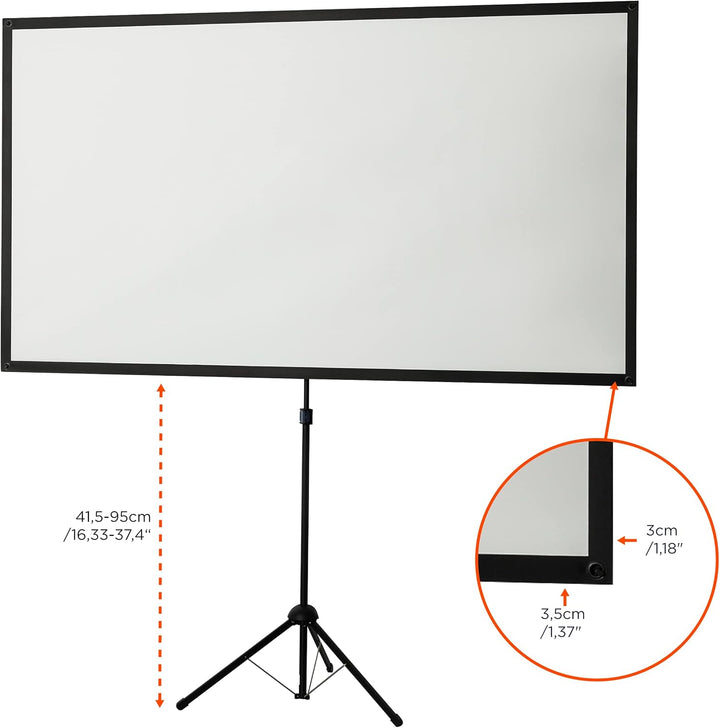 celexon Ultralightweight Stativ-Leinwand 80" | 177x100 cm 16:9 | leichte & kleine tragbare 4K, Full-