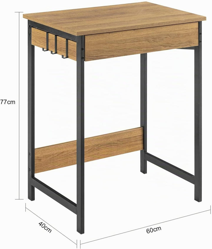 SoBuy FWT43-N Schreibtisch mit Einer Schublade und 2 Haken Tisch Computertisch Arbeitstisch Natur BH