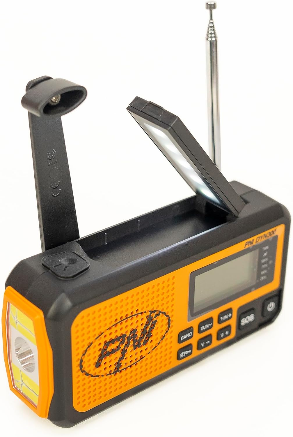 Tragbares Radio PNI DYN300, mit Dynamo, Solarladung, Taschenlampe, Powerbank 4000 mAh, SOS, IPX3, Or