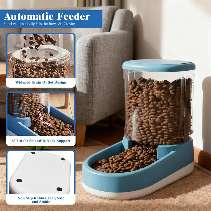 Frutilexia2 Stück 3.8 L Automatischer Futterspender, Futterspender und Wasserspender für Hunde, Katz