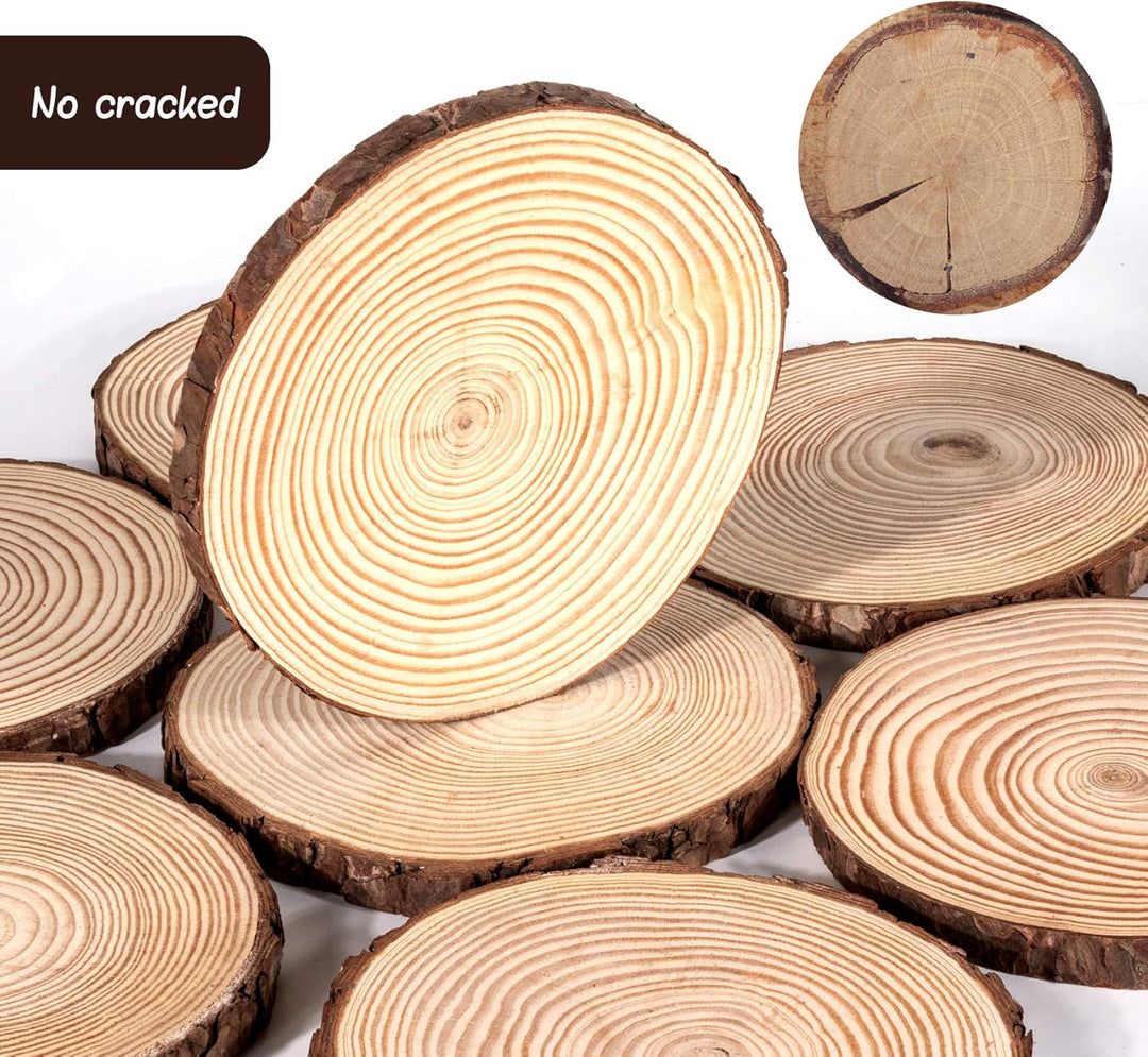 8 Stücke Holz Log Scheiben, 16-17CM Unvollendete Runde Naturholz Baumscheiben ohne Loch Ca.15mm Dick