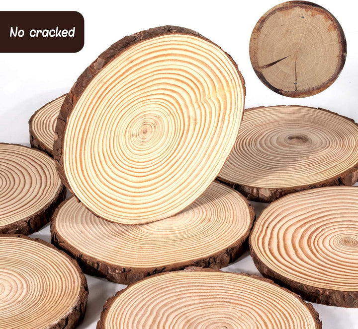 8 Stücke Holz Log Scheiben, 16-17CM Unvollendete Runde Naturholz Baumscheiben ohne Loch Ca.15mm Dick