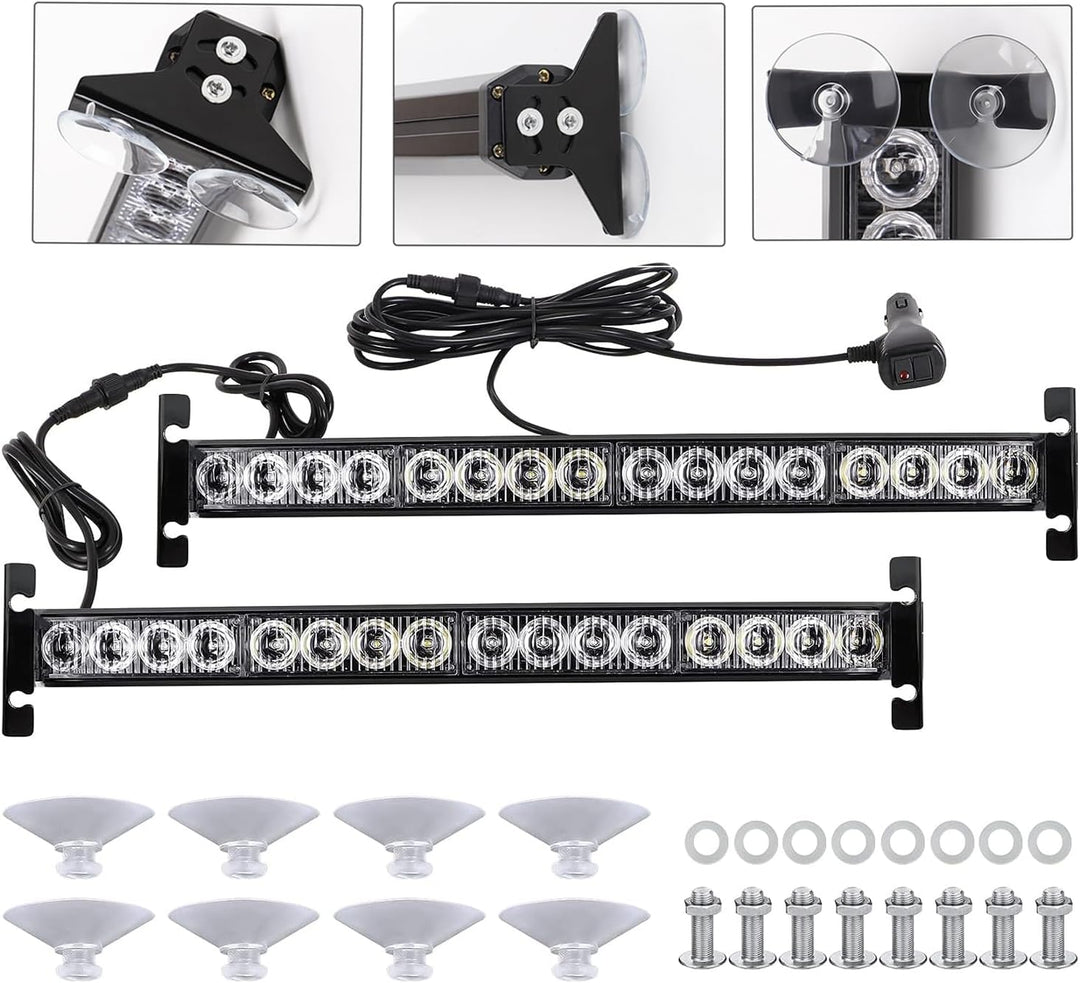 ROUTEKING 12V/24V Warnleuchte 32 LED Frontblitzer - 23 Modi Blitzleuchte 2x42.6cm Starker Rundumleuc