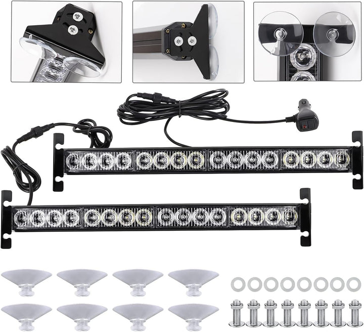 ROUTEKING 12V/24V Warnleuchte 32 LED Frontblitzer - 23 Modi Blitzleuchte 2x42.6cm Starker Rundumleuc