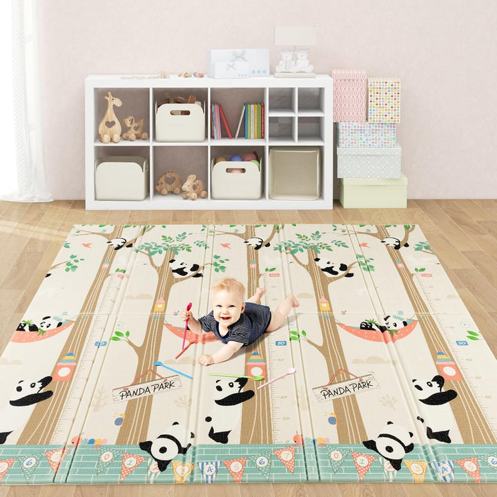 COSTWAY Baby Spielmatte faltbar, 200 x 180 cm Babymatte doppelseitig, Krabbelmatte aus XPE Material,