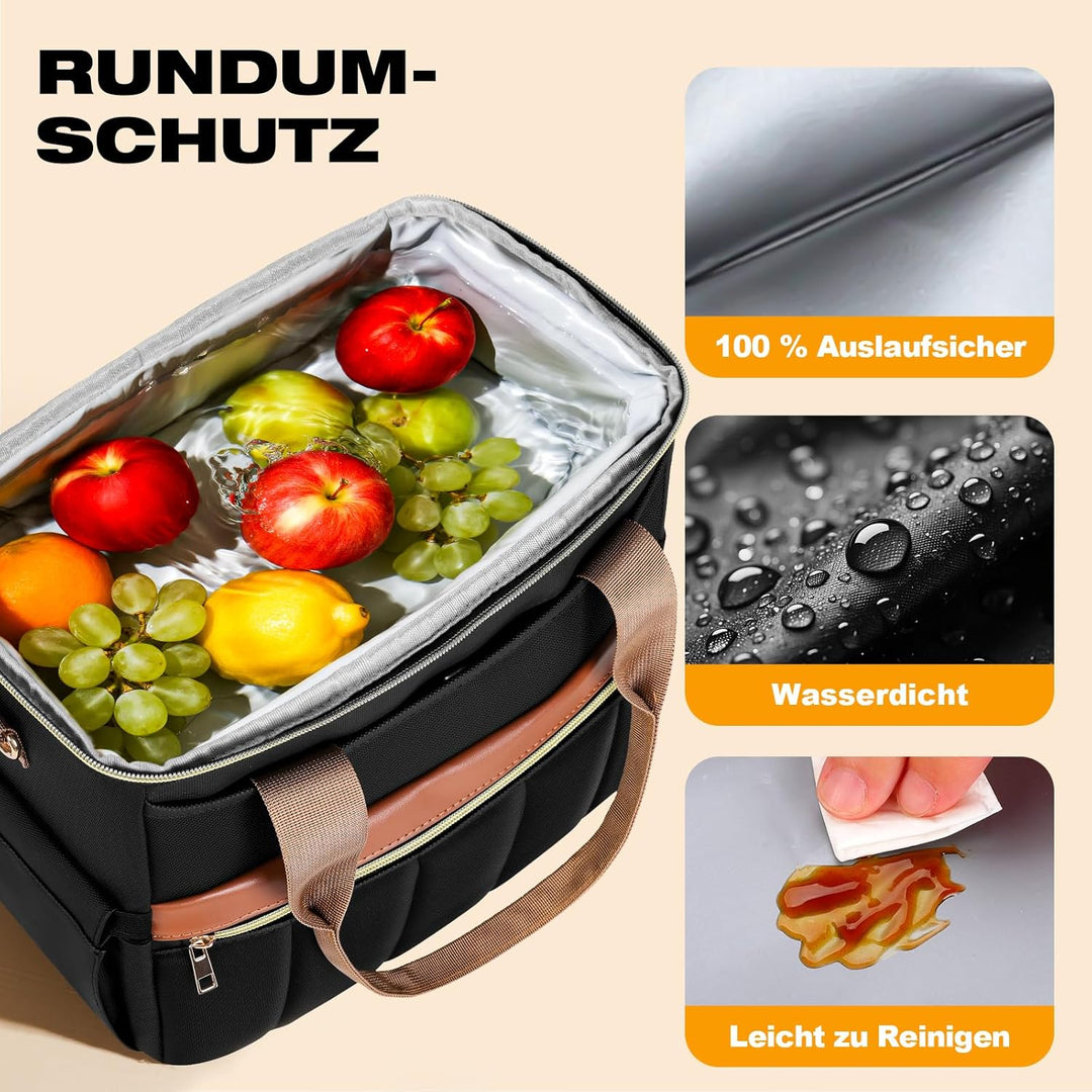 Kühltasche, Lunchtasche mit Weiter Öffnung, Grosse Auslaufsichere Lunch Bag Damen Herren mit Mehrere