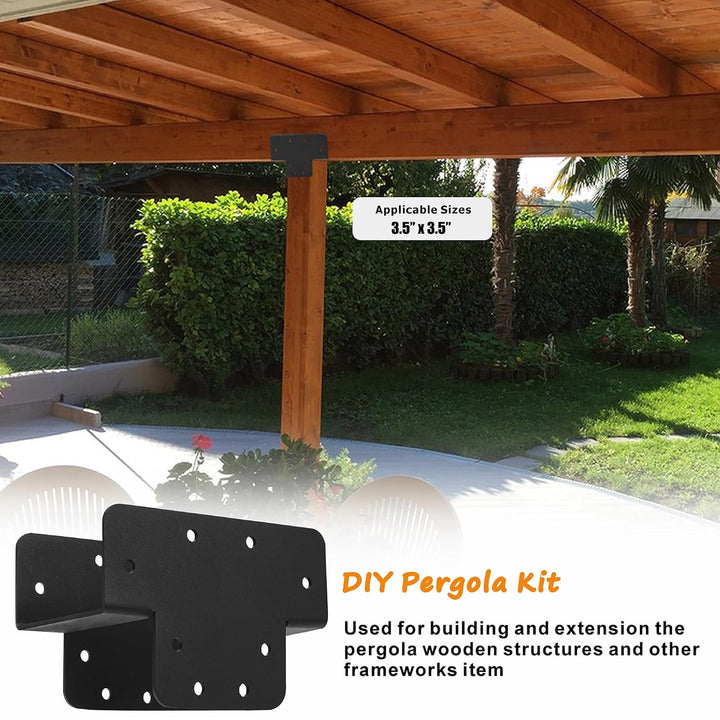 VANROUG 2Pcs Heavy Duty Pergola Halterungen 3-Wege-Eckhalterung für 4 x 4 Holz Post Halterung Pergol