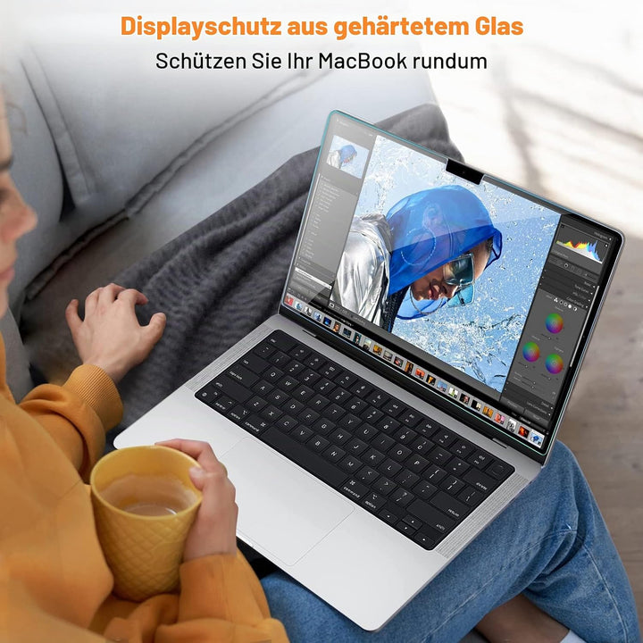 ProCase Schutzfolie für MacBook Pro 16,2 Zoll 2024 (M4) A3403/A3186, 9H Gehärtetes Glas für 16 Zoll