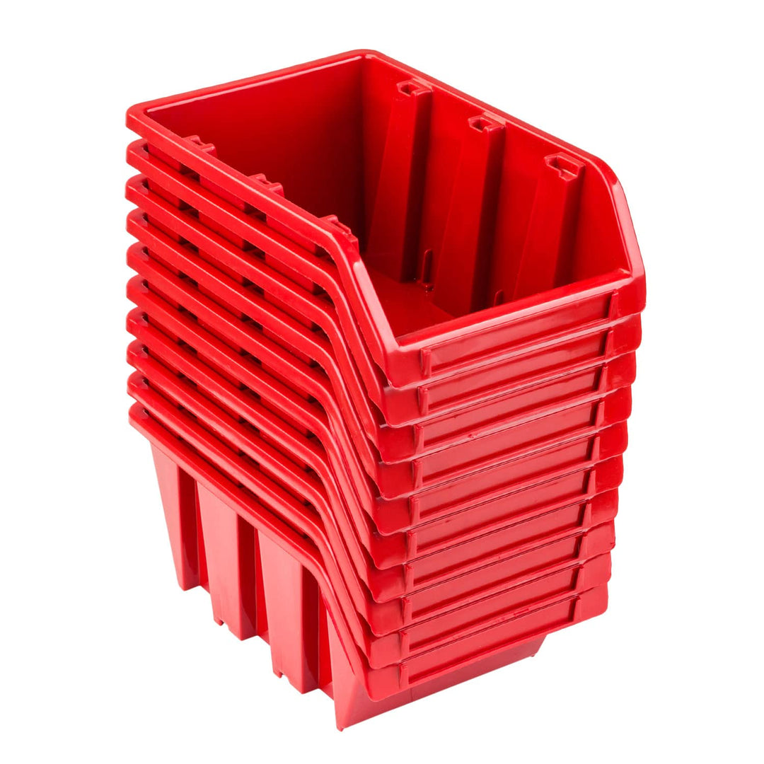 PAFEN Stapelboxen Set – 10x Stapelbox 70 x 100 x 155 mm – Sichtbox Stapelbox Lagerbox, Rot 10x Rot,