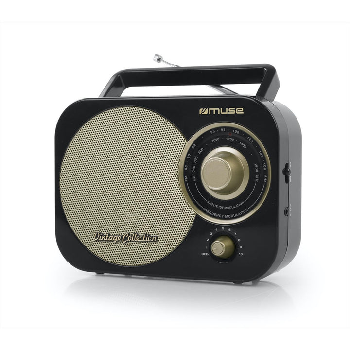 Muse Nostalgie Retro Radio mit UKW- und MW Tuner, Teleskopantenne, tragbar für Netz- und Batteriebet