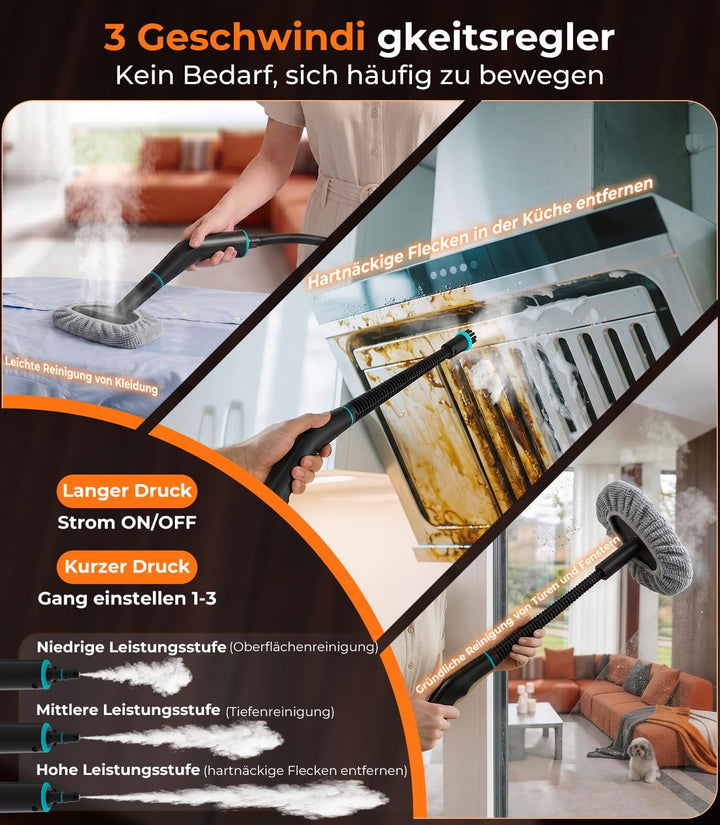 KYUT 16-in-1 Dampfreiniger【80% höhere Reinigungseffizienz – Branchenführer Nr.1】Dampfreiniger Handge