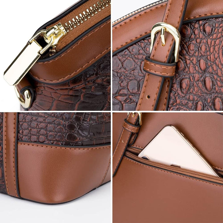 Coolives Damentasche Damen Henkeltasche aus PU-Leder mit Krokodilledermuster Vintage Handtasche Retr
