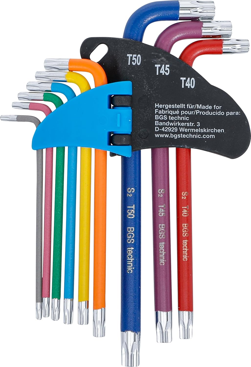 BGS 74458 | Winkelschlüssel-Satz | Multicolour | T-Profil (für Torx) T10 - T50 | 9-tlg., T-Profil (f